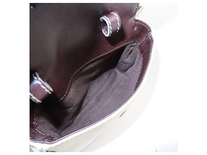 Borsa a mano LOEWE Anagram in PVC e pelle Borsa Boston Bianca e Marrone Scuro - vista 19