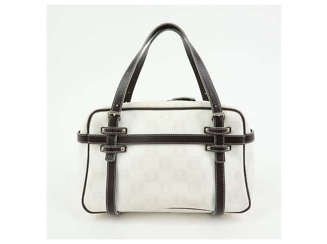 Borsa a mano LOEWE Anagram in PVC e pelle Borsa Boston Bianca e Marrone Scuro - vista 2