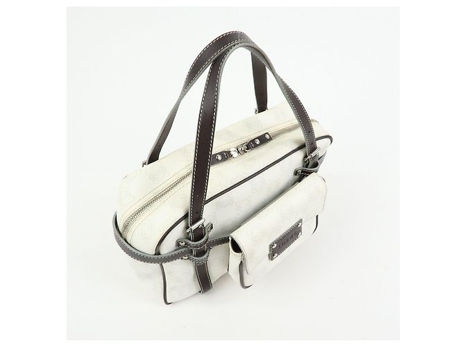 Borsa a mano LOEWE Anagram in PVC e pelle Borsa Boston Bianca e Marrone Scuro - vista 4