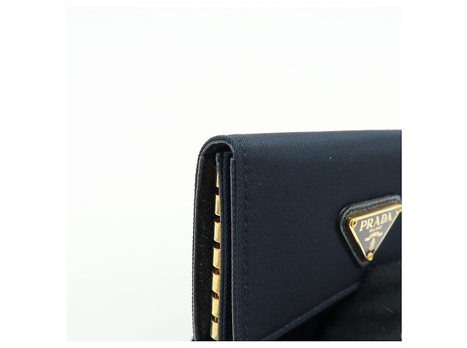 PRADA Triangle Logo Nylon Saffiano Leather Key Case Black 1M0222 - view 10
