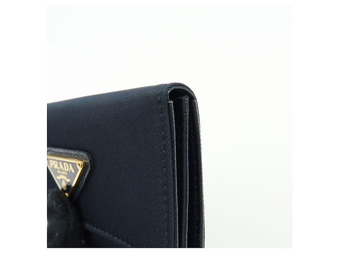 PRADA Triangle Logo Nylon Saffiano Leather Key Case Black 1M0222 - view 11