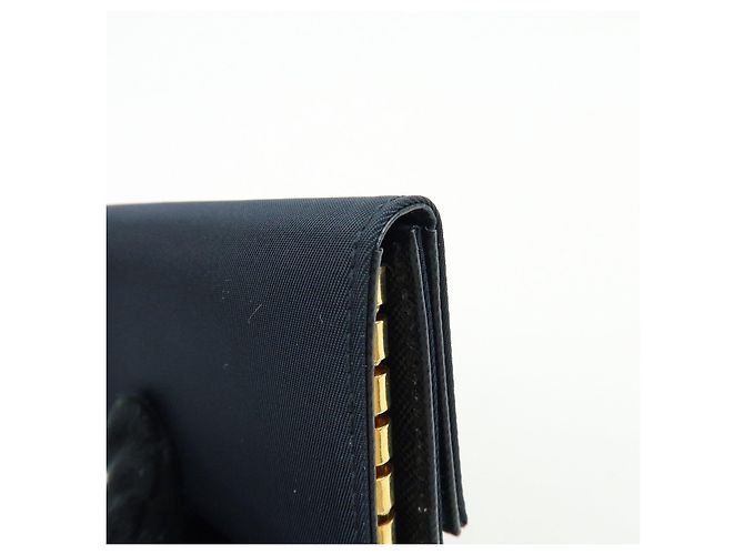 PRADA Triangle Logo Nylon Saffiano Leather Key Case Black 1M0222 - view 13