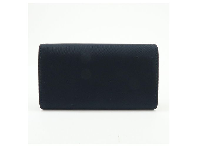 PRADA Triangle Logo Nylon Saffiano Leather Key Case Black 1M0222 - view 2