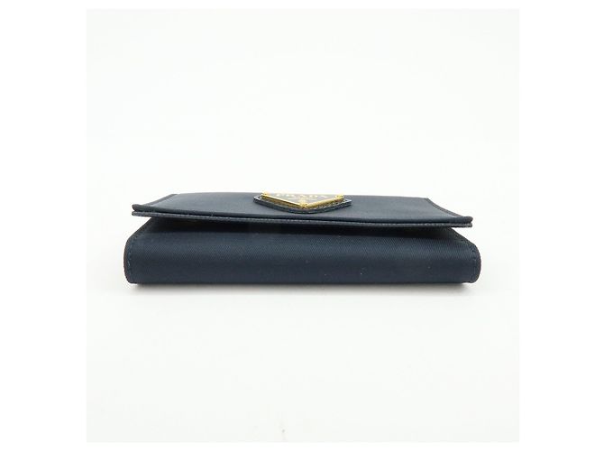 PRADA Triangle Logo Nylon Saffiano Leather Key Case Black 1M0222 - view 5