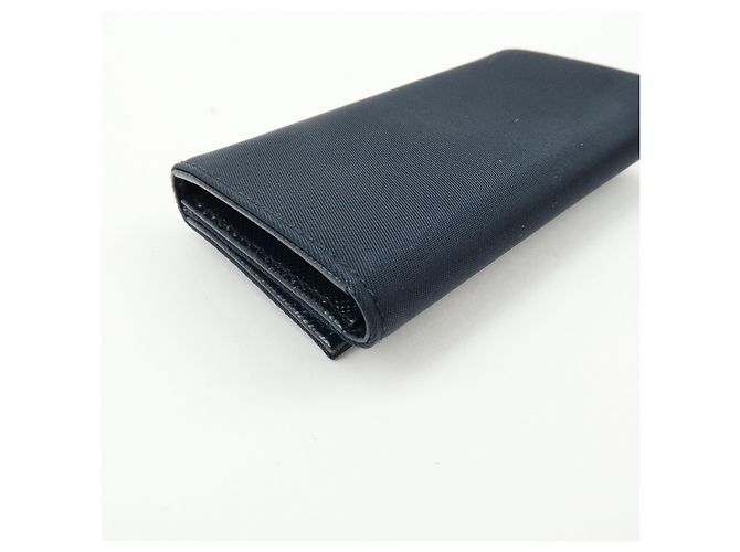 PRADA Triangle Logo Nylon Saffiano Leather Key Case Black 1M0222 - view 8