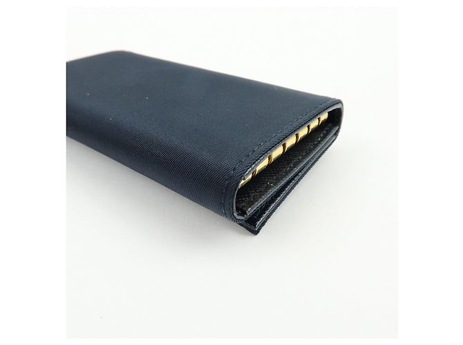 PRADA Triangle Logo Nylon Saffiano Leather Key Case Black 1M0222 - view 9