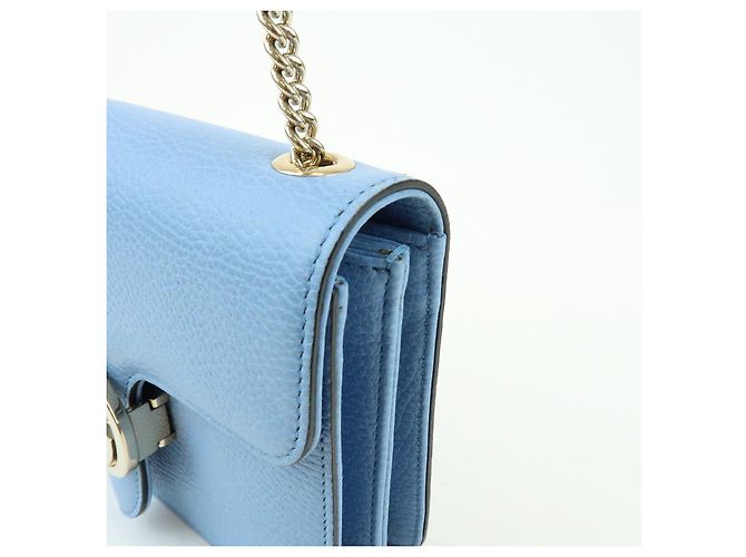 Borsa a tracolla in pelle con catena Interlocking G GUCCI Blu Chiaro 510304 - vista 12