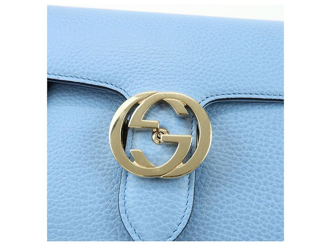 Borsa a tracolla in pelle con catena Interlocking G GUCCI Blu Chiaro 510304 - vista 14