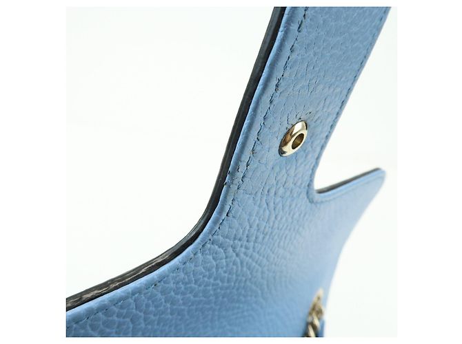 Borsa a tracolla in pelle con catena Interlocking G GUCCI Blu Chiaro 510304 - vista 16