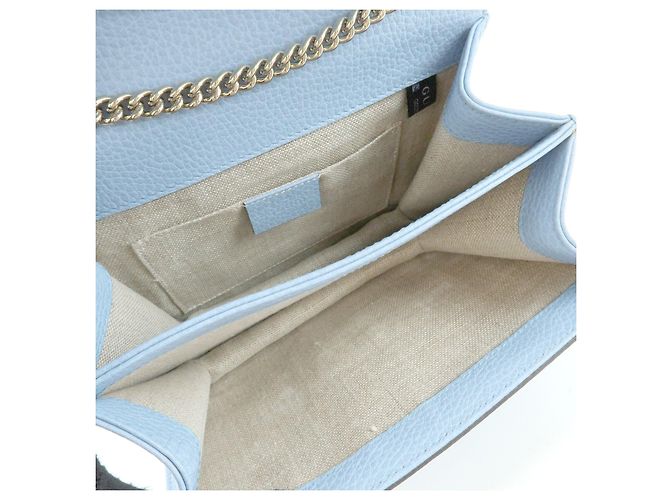 Borsa a tracolla in pelle con catena Interlocking G GUCCI Blu Chiaro 510304 - vista 20