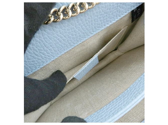 Borsa a tracolla in pelle con catena Interlocking G GUCCI Blu Chiaro 510304 - vista 21