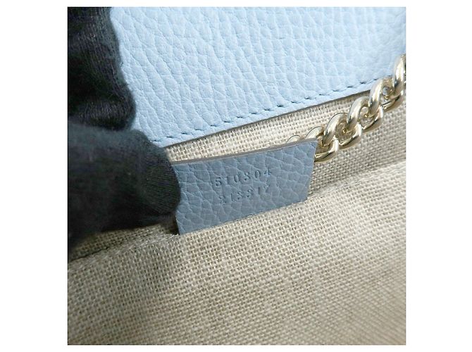 Borsa a tracolla in pelle con catena Interlocking G GUCCI Blu Chiaro 510304 - vista 23