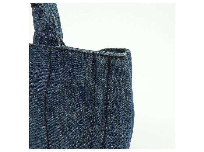 PRADA Canapa Mini Triangle Logo Denim 2Way Bag Hand Bag Blue B2439G - vista 14