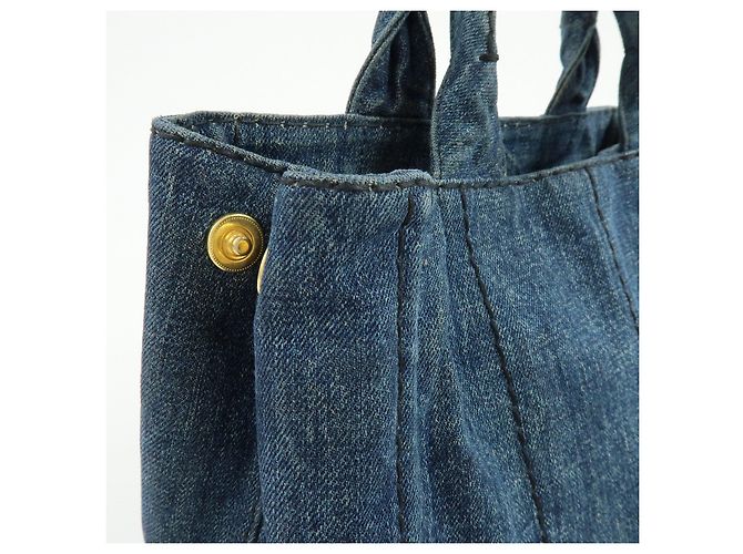 PRADA Canapa Mini Triangle Logo Denim 2Way Bag Hand Bag Blue B2439G - vista 15