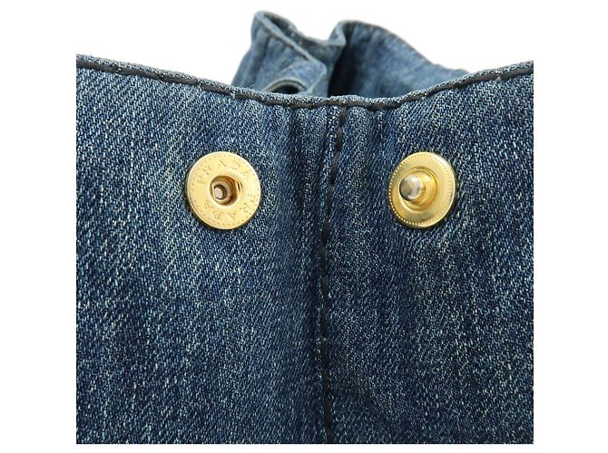 PRADA Canapa Mini Triangle Logo Denim 2Way Bag Hand Bag Blue B2439G - vista 17