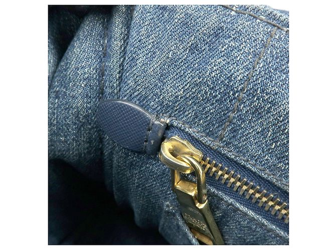 PRADA Canapa Mini Triangle Logo Denim 2Way Bag Hand Bag Blue B2439G - vista 21