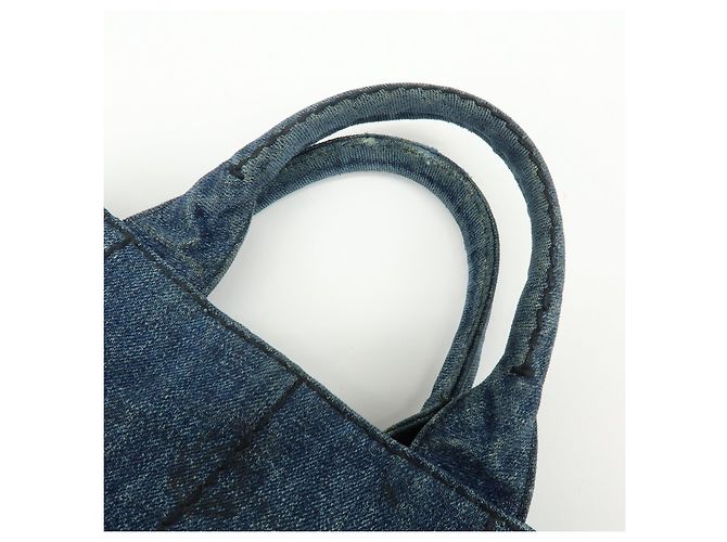 PRADA Canapa Mini Triangle Logo Denim 2Way Bag Hand Bag Blue B2439G - vista 6