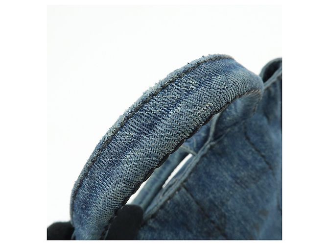 PRADA Canapa Mini Triangle Logo Denim 2Way Bag Hand Bag Blue B2439G - vista 8