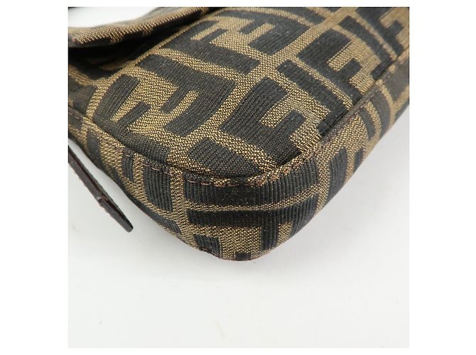 FENDI Mamma Baguette Zucca Canvas Leather Shoulder Bag Brown 26424 - vista 11
