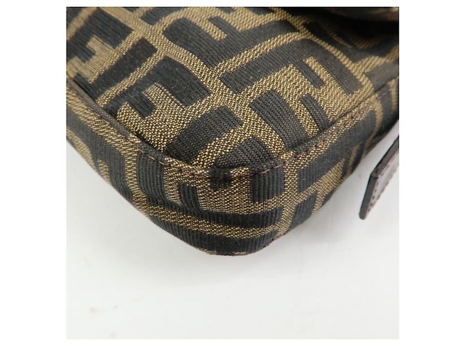 FENDI Mamma Baguette Zucca Canvas Leather Shoulder Bag Brown 26424 - vista 12