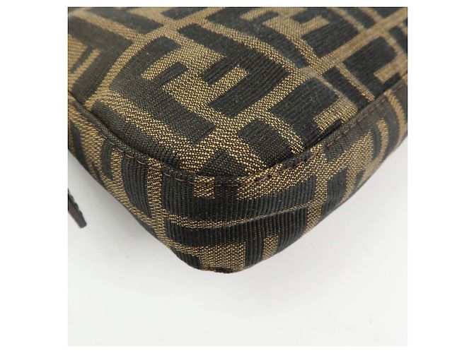 FENDI Mamma Baguette Zucca Canvas Leather Shoulder Bag Brown 26424 - vista 13