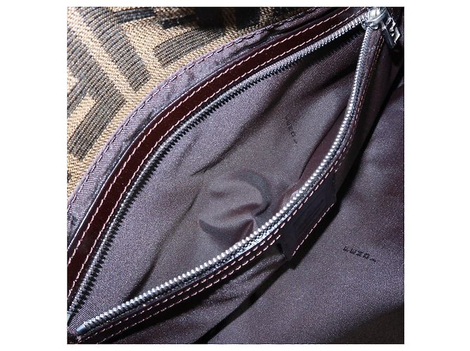 FENDI Mamma Baguette Zucca Canvas Leather Shoulder Bag Brown 26424 - vista 22