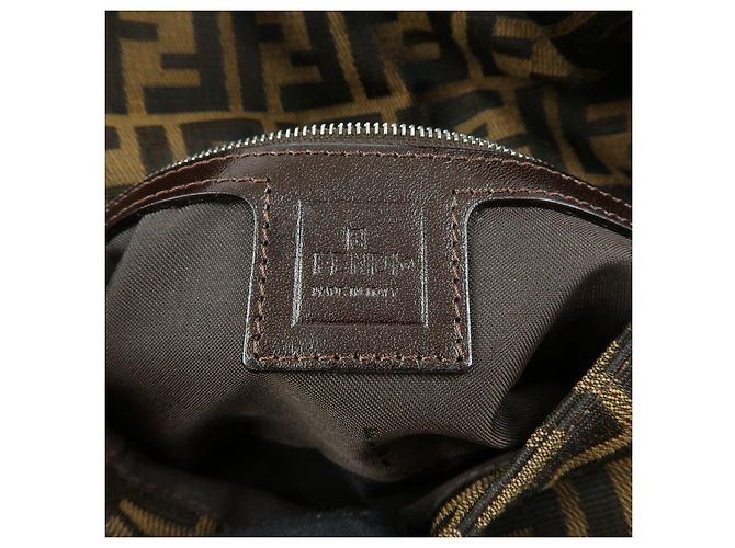 FENDI Mamma Baguette Zucca Canvas Leather Shoulder Bag Brown 26424 - vista 23
