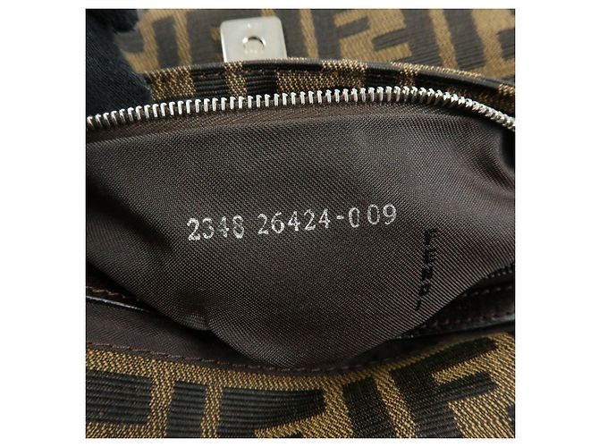 FENDI Mamma Baguette Zucca Canvas Leather Shoulder Bag Brown 26424 - vista 24