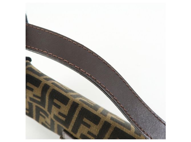 FENDI Mamma Baguette Zucca Canvas Leather Shoulder Bag Brown 26424 - vista 7
