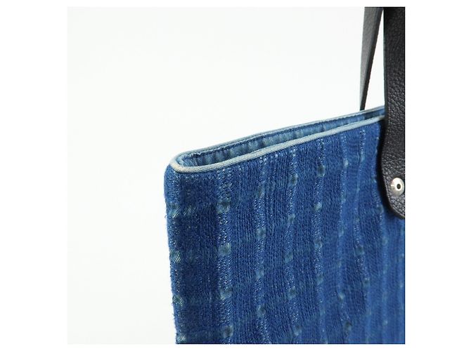 Hermès HERMES Amedaba GM Canvas Leather Tote Bag Hand Bag Navy Blue Black - vista 14
