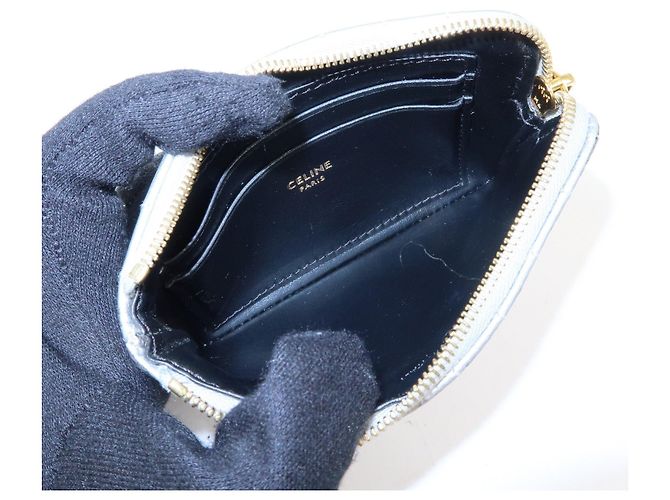 Céline CELINE Leder Münzbeutel C Charm Metallic Silber - Ansicht 16