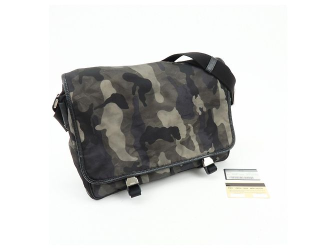 Borsa a tracolla PRADA in nylon e pelle Saffiano con logo triangolare Khaki VA0768 - vista 22