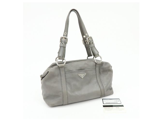 Borsa Boston in pelle con logo Triangle PRADA Borsa a tracolla Grigio BR2630 - vista 24
