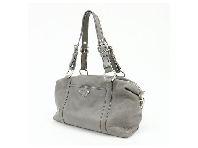 Borsa Boston in pelle con logo Triangle PRADA Borsa a tracolla Grigio BR2630 - vista 3