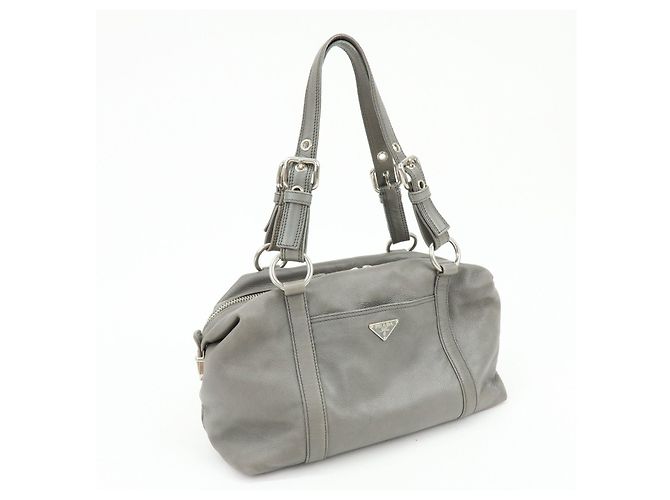 Borsa Boston in pelle con logo Triangle PRADA Borsa a tracolla Grigio BR2630 - vista 4