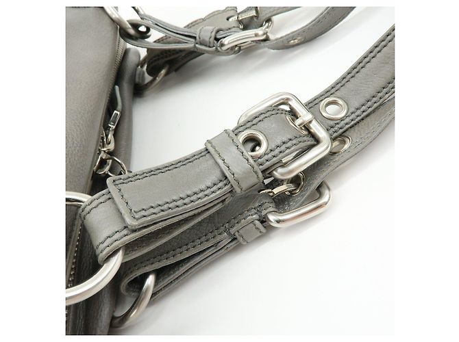 Borsa Boston in pelle con logo Triangle PRADA Borsa a tracolla Grigio BR2630 - vista 8