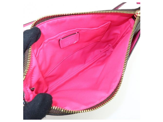 Borsa a tracolla e borsa a spalla COACH Signature PVC Leather Marrone Rosa - vista 17
