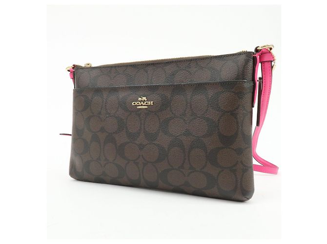 Borsa a tracolla e borsa a spalla COACH Signature PVC Leather Marrone Rosa - vista 3