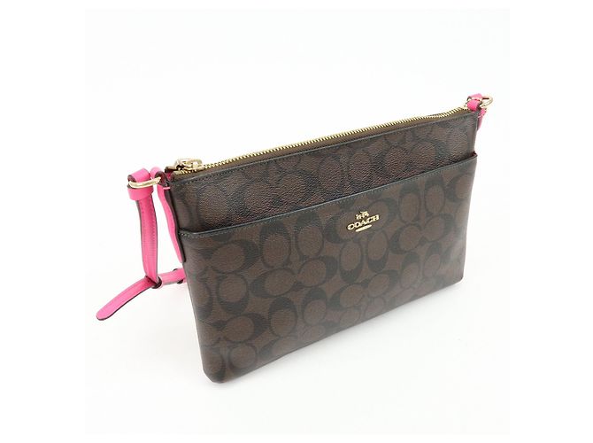 Borsa a tracolla e borsa a spalla COACH Signature PVC Leather Marrone Rosa - vista 4