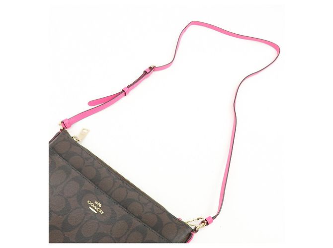 Borsa a tracolla e borsa a spalla COACH Signature PVC Leather Marrone Rosa - vista 6