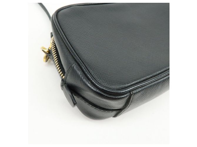 Borsa a tracolla PRADA in pelle Saffiano motivo nastro nero 1NF674 - vista 13