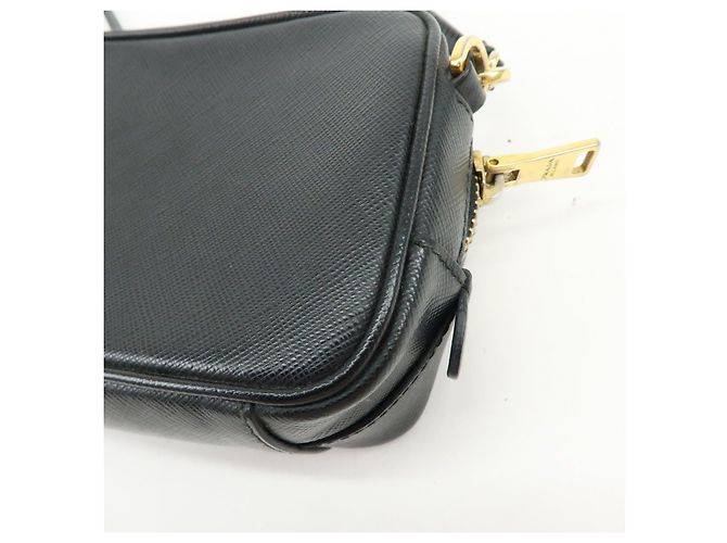 Borsa a tracolla PRADA in pelle Saffiano motivo nastro nero 1NF674 - vista 14