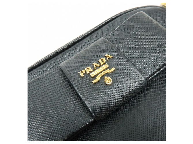 Borsa a tracolla PRADA in pelle Saffiano motivo nastro nero 1NF674 - vista 17