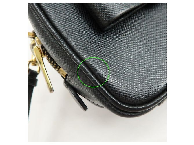 Borsa a tracolla PRADA in pelle Saffiano motivo nastro nero 1NF674 - vista 19