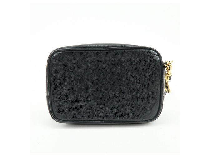 Borsa a tracolla PRADA in pelle Saffiano motivo nastro nero 1NF674 - vista 2