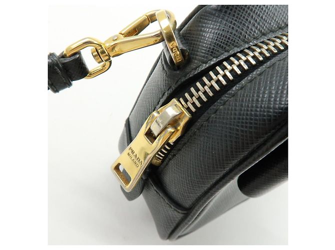 Borsa a tracolla PRADA in pelle Saffiano motivo nastro nero 1NF674 - vista 20