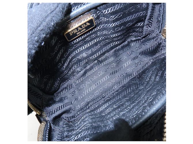 Borsa a tracolla PRADA in pelle Saffiano motivo nastro nero 1NF674 - vista 22