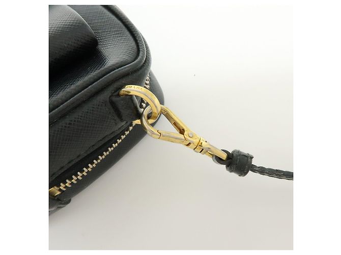 Borsa a tracolla PRADA in pelle Saffiano motivo nastro nero 1NF674 - vista 7