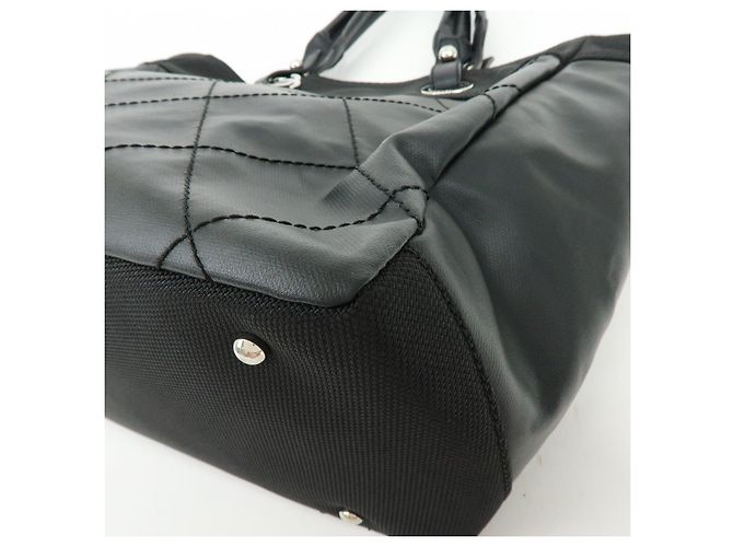 CHANEL Paris Biarritz COCO Mark Leder Canvas Tote Bag Schwarz A34209 - Ansicht 12