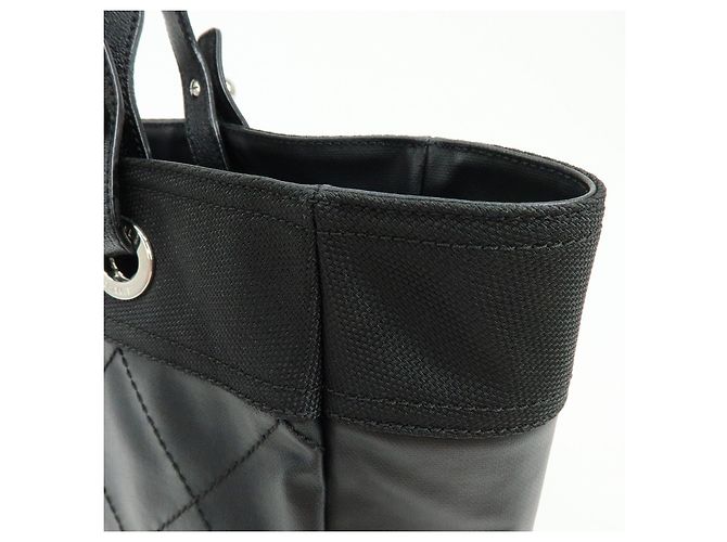 CHANEL Paris Biarritz COCO Mark Leder Canvas Tote Bag Schwarz A34209 - Ansicht 14